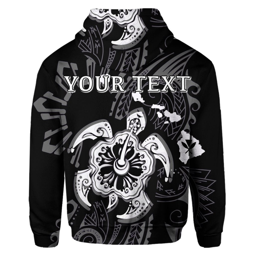 Custom Hawaiian Map Kanaka Hibiscus Turtle White Polynesian Hoodie - Polynesian Pride