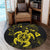 Hawaiian Map Kanaka Hibiscus Turtle Yellow Polynesian Round Carpet - AH - Polynesian Pride