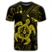 Hawaiian Map Kanaka Hibiscus Turtle Yellow Polynesian T Shirt - Polynesian Pride