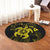 Hawaiian Map Kanaka Hibiscus Turtle Yellow Polynesian Round Carpet - AH - Polynesian Pride