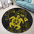 Hawaiian Map Kanaka Hibiscus Turtle Yellow Polynesian Round Carpet - AH - Polynesian Pride