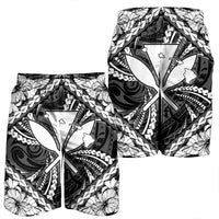 Hawaiian Map Kanaka Hibiscus White Polynesian Men's Shorts - AH - Polynesian Pride