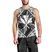 Hawaiian Map Kanaka Hibiscus White Polynesian Tank Top - AH Black - Polynesian Pride