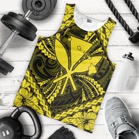 Hawaiian Map Kanaka Hibiscus Yellow Polynesian Tank Top - AH - Polynesian Pride