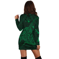 Hawaiian Map Kanaka Manta Ray Polynesian Hoodie Dress Green - AH - Polynesian Pride