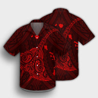 Hawaiian Map Kanaka Manta Ray Polynesian Hawaiian Shirt Red - AH - Polynesian Pride