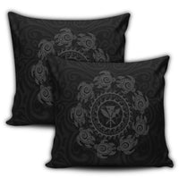 Hawaiian Map Kanaka Turtles Circle Style Gray Polynesian Pillow Covers - AH - Polynesian Pride
