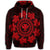 Hawaiian Map Kanaka Turtles Circle Style Red Polynesian Hoodie - Polynesian Pride