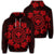 Hawaiian Map Kanaka Turtles Circle Style Red Polynesian Hoodie Unisex Art - Polynesian Pride