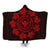 Hawaiian Map Kanaka Turtles Circle Style Red Polynesian Hooded Blanket - AH Hooded Blanket White - Polynesian Pride