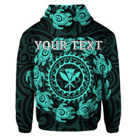 Custom Hawaiian Map Kanaka Turtles Circle Style Turquoise Polynesian Hoodie - Polynesian Pride
