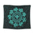 Hawaiian Map Kanaka Turtles Circle Style Turquoise Polynesian Tapestry - AH Wall Tapestry Black - Polynesian Pride