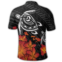 Hawaiian Map Kanaka Turtles Hibiscus Plumeria Polo Shirt - Polynesian Pride