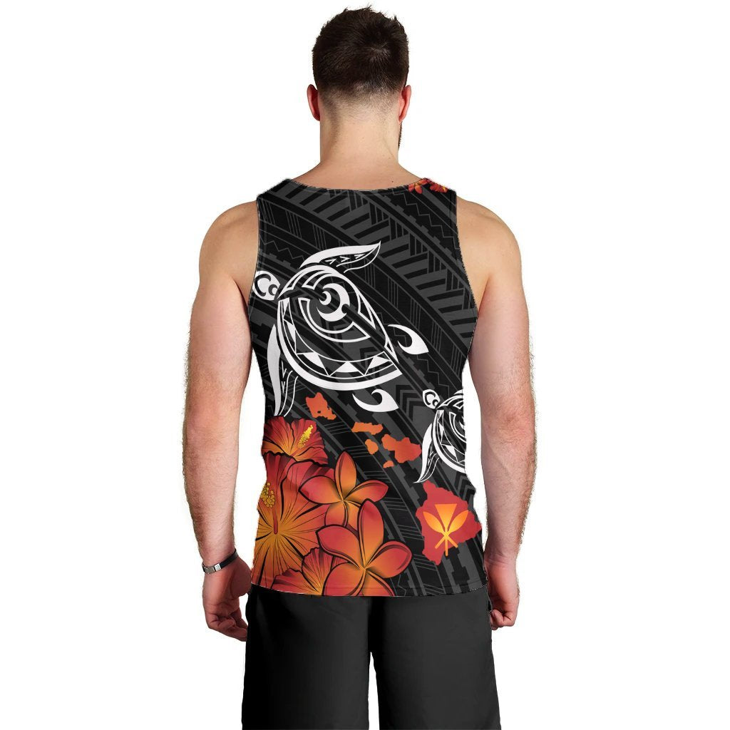 Hawaiian Map Kanaka Turtles Hibiscus Plumeria Tank Top - AH - Polynesian Pride