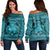 Hawaiian Map Madame Pele Kanaka Plumeria Polynesian Women's Off Shoulder Sweater Blue AH Black - Polynesian Pride