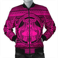 Hawaiian Map Madame Pele Kanaka Plumeria Polynesian Bomber Jacket Pink AH Black Unisex - Polynesian Pride