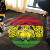 Hawaiian Map Madame Pele Kanaka Plumeria Polynesian Round Carpet Reggae AH - Polynesian Pride