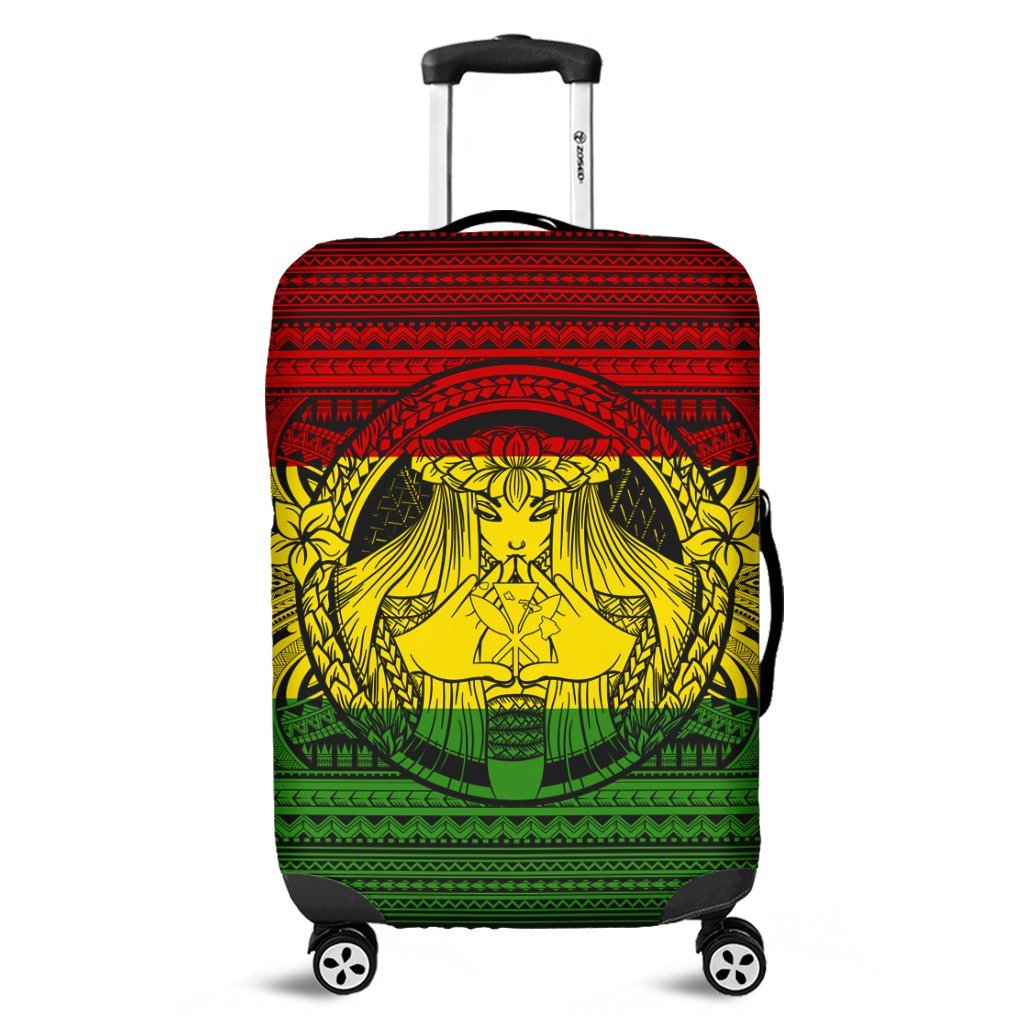 Hawaiian Map Madame Pele Kanaka Plumeria Polynesian Luggage Covers Reggae AH Black - Polynesian Pride