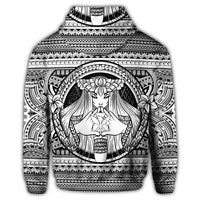 Hawaiian Map Madame Pele Kanaka Plumeria Polynesian Zip Hoodie White - Polynesian Pride