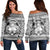 Hawaiian Map Madame Pele Kanaka Plumeria Polynesian Women's Off Shoulder Sweater White AH Black - Polynesian Pride