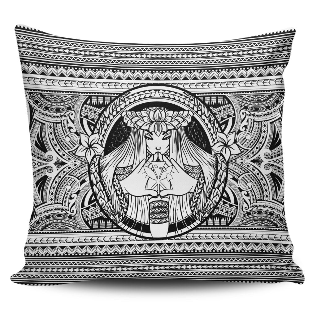 Hawaiian Map Madame Pele Kanaka Plumeria Polynesian Pillow Covers White AH Pillow Covers Black - Polynesian Pride