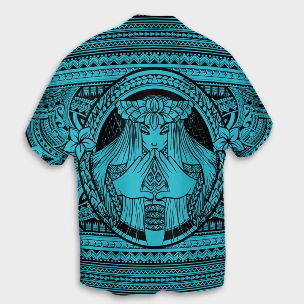Hawaiian Map Madame Pele Mauna Kea Plumeria Polynesian Hawaiian Shirt Blue AH - Polynesian Pride