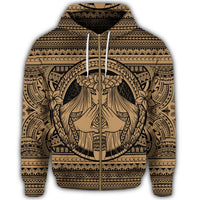 Hawaiian Map Madame Pele Mauna Kea Plumeria Polynesian Zip Hoodie Gold - Polynesian Pride