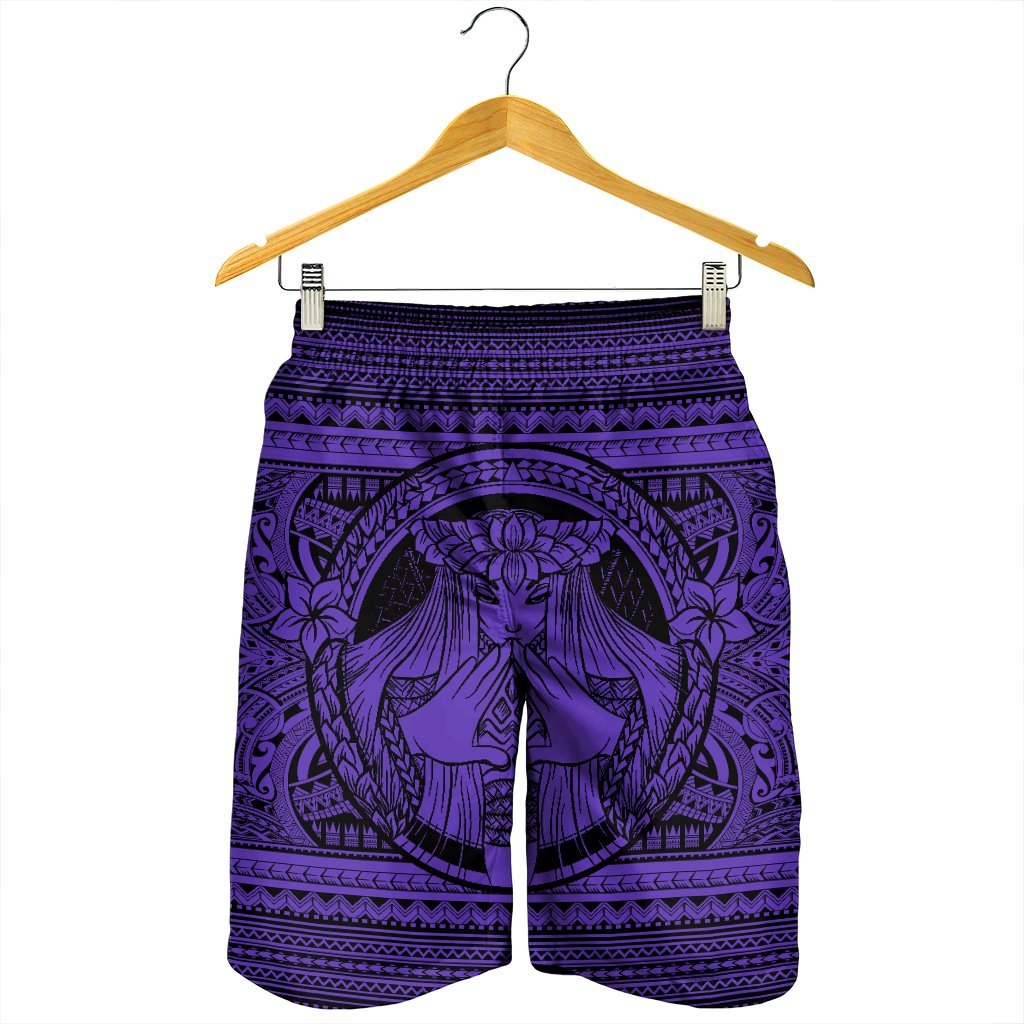 Hawaiian Map Madame Pele Mauna Kea Plumeria Polynesian Men's Shorts Purple AH - Polynesian Pride