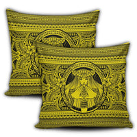 Hawaiian Map Madame Pele Mauna Kea Plumeria Polynesian Pillow Covers Yellow AH - Polynesian Pride
