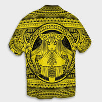 Hawaiian Map Madame Pele Mauna Kea Plumeria Polynesian Hawaiian Shirt Yellow AH - Polynesian Pride