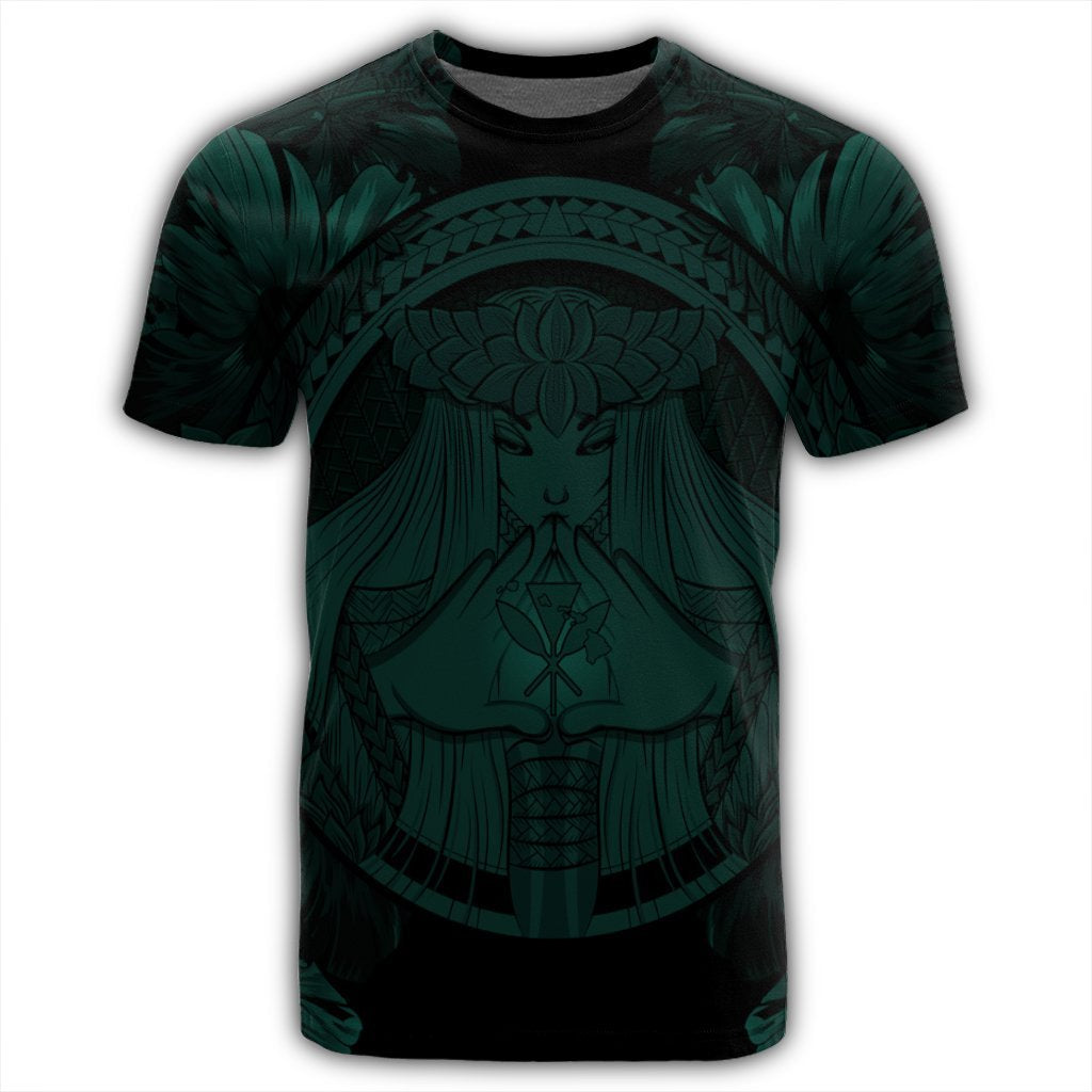 Hawaiian Map Madame Pele Polynesian T Shirt Dark Green - Polynesian Pride