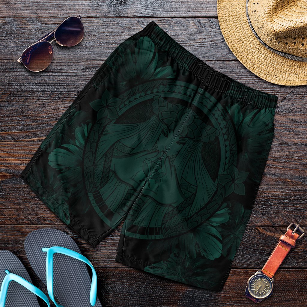 Hawaiian Map Madame Pele Polynesian Men's Shorts Dark Green AH Art - Polynesian Pride