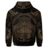 Hawaiian Map Madame Pele Polynesian Zip Hoodie Gold - Polynesian Pride