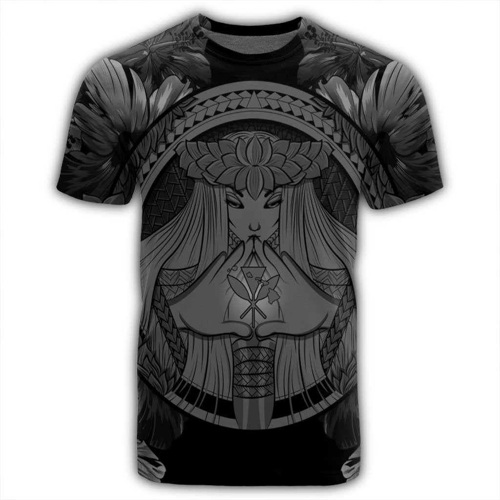 Hawaiian Map Madame Pele Polynesian T Shirt Gray - Polynesian Pride