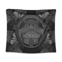 Hawaiian Map Madame Pele Polynesian Tapestry Gray AH Wall Tapestry Black - Polynesian Pride