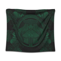 Hawaiian Map Madame Pele Polynesian Tapestry Green AH Wall Tapestry Black - Polynesian Pride