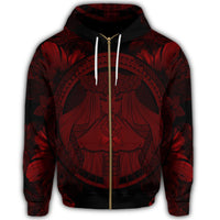 Hawaiian Map Madame Pele Polynesian Zip Hoodie Red - Polynesian Pride