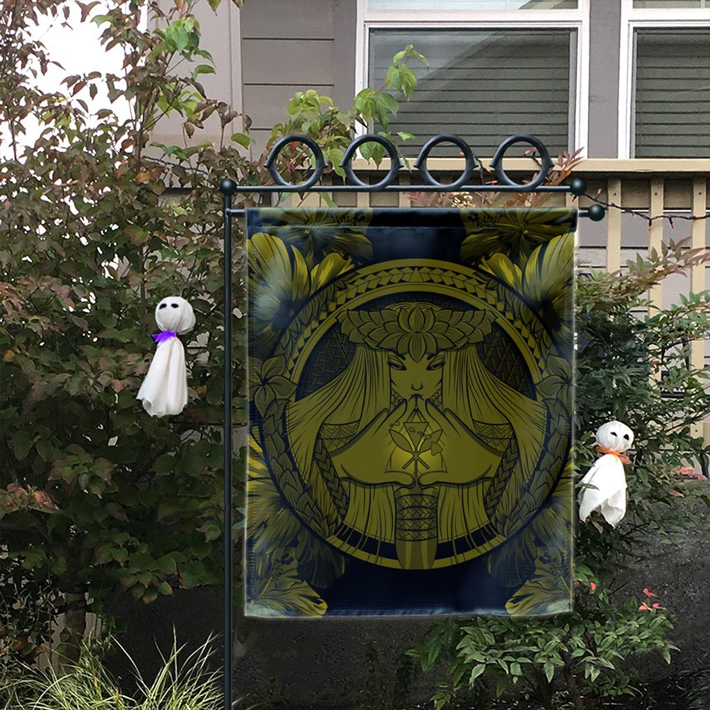 Hawaiian Map Madame Pele Polynesian Flag Yellow AH - Polynesian Pride