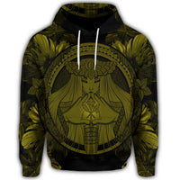 Hawaiian Map Madame Pele Polynesian Hoodie Yellow - Polynesian Pride