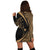 Hawaiian Map Manta Ray Polynesian Hoodie Dress - Gold - AH - Polynesian Pride