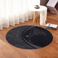 Hawaiian Map Manta Ray Polynesian Round Carpet - Gray - Circle Style - AH - Polynesian Pride