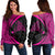 Hawaiian Map Manta Ray Polynesian Women's Off Shoulder Sweater - Pink - AH Black - Polynesian Pride