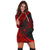 Hawaiian Map Manta Ray Polynesian Hoodie Dress - Red - AH - Polynesian Pride