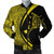 Hawaiian Map Manta Ray Polynesian Bomber Jacket - Yellow - Circle Style - AH Black Unisex - Polynesian Pride