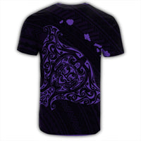Hawaiian Map Manta Ray Purple Polynesian T Shirt - Polynesian Pride