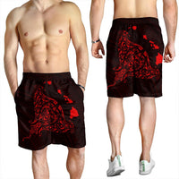 Hawaiian Map Manta Ray Red Polynesian Men's Shorts - AH - Polynesian Pride