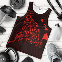 Hawaiian Map Manta Ray Red Polynesian Tank Top - AH - Polynesian Pride