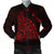 Hawaiian Map Manta Ray Red Polynesian Bomber Jacket - AH Black Unisex - Polynesian Pride