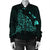 Hawaiian Map Manta Ray Turquoise Polynesian Bomber Jacket - AH - Polynesian Pride