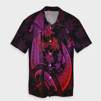 Polynesian Couple Outfits Matching Dress and Hawaiian Shirt Hawaii Map Palm Trees Fish Hook Polynesian Colorful Red RLT14 - Polynesian Pride